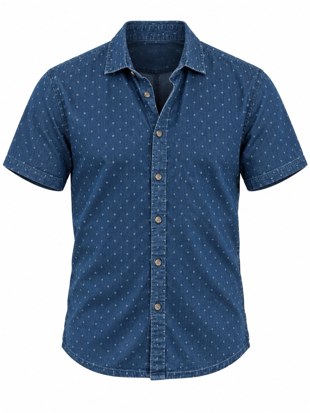 Banana Republic Indigo Short-Sleeve Dot Denim Shirt
